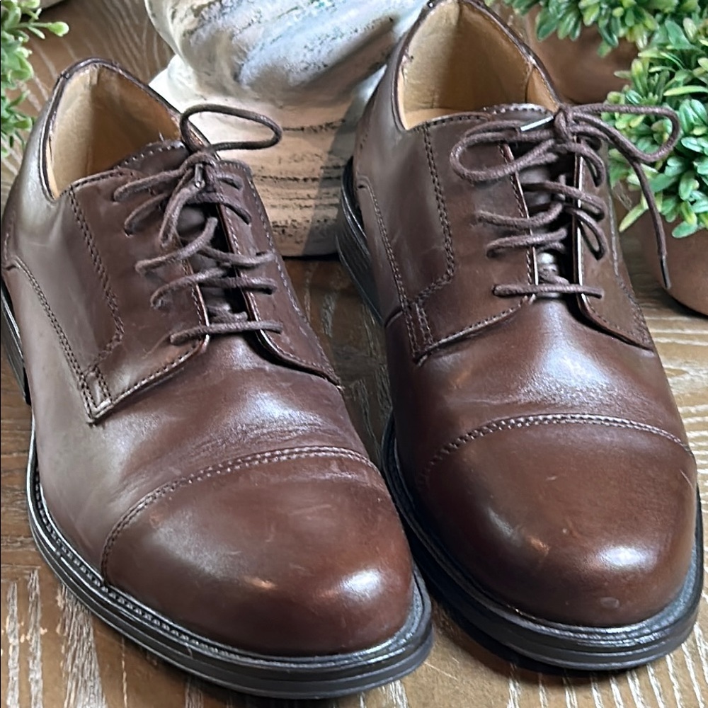 Men’s Croft & Barrow Brown Leather Oxford Dress Shoes 9.5 Wide